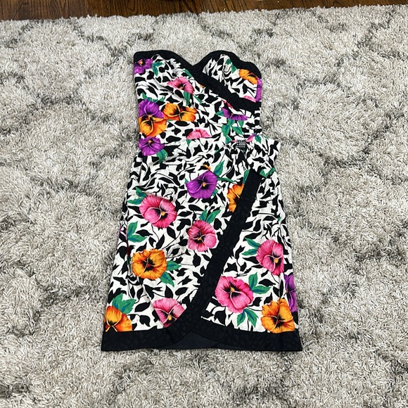 Wow!!! AJ Bari dress vintage floral 100% silk 6 80s prom - Picture 5 of 10